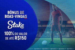 O livro desportivo brasileiro "Stake" oferece um bónus de boas-vindas de 100% até um valor de R$150