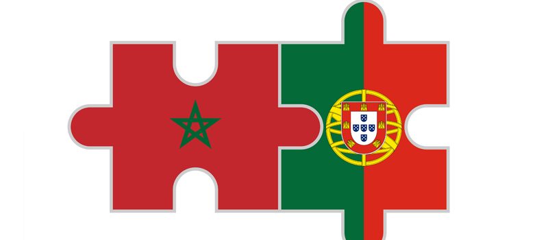 Peças de quebra-cabeça do Marrocos e Portugal